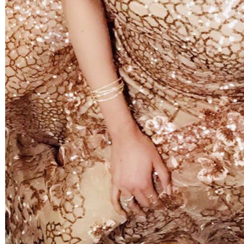 Fouad sarkis  rose gold sequin lace evening gown